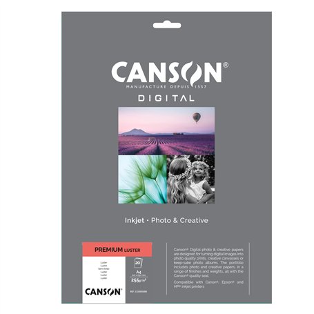 CANSON Digital - Premium Luster - Pochette 20 feuilles de papier photo lustré A4 - 255g/m²