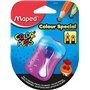 Maped - Taille-Crayon Color’Peps - 2 Trous - avec Réservoir pour Crayons de Couleur - Taille Arrondie - Avec Capot de Protection