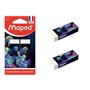 Maped - Lot de 2 Gommes Blanches DeepSea Paradise - Gommes Scolaires Dust-Free - Sans PVC ni Phtalate - Fourreau décoré- Fabriqu