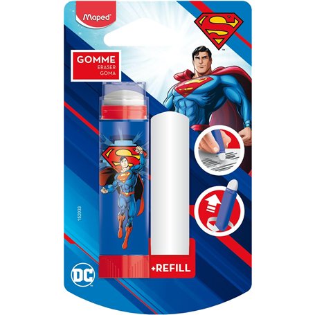 Maped - Gomme Superman - Gomme protégée - Efficace - Sans PVC - Gomme + recharge