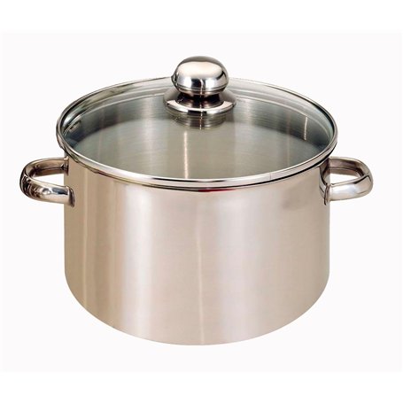 BAUMALU - Faitout avec Couvercle Verre - Acier Inoxydable - Tous Feux dont Induction - Triple Fond Diffuseur