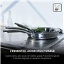 BAUMALU - Faitout avec Couvercle Verre - Acier Inoxydable - Tous Feux dont Induction - Triple Fond Diffuseur, Répartition Homogè