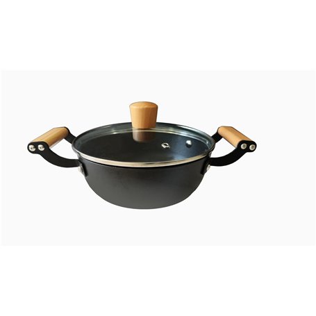 BAUMALU - Marmite - Fonte d'Acier Émaillée - Tous Feux dont Induction - Résistant Rouille et Rayures - Couvercle en Verre avec B