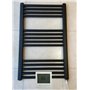 Greened House Sèche-serviettes électrique droit pour salle de bain avec minuteur et thermostat 500 W x 800 h Noir