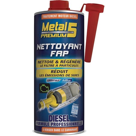 Nettoyant FAP Diesel - 1L - Metal 5 Premium - Traitement alliant une combinaison d’additifs pour éviter l’encrassement des FAP e