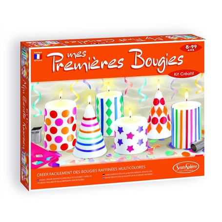 SentoSphère - MES PREMIERES BOUGIES - Création de bougies raffinées multicolores - Kit atelier créatif enfant - A partir de 8 an