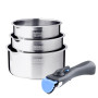 Arthur Martin - Lot de 3 casseroles inox manche amovible - AM3456