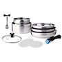 Arthur Martin AM0025 Batterie de cuisine amovible 10 pièces Acier Inoxydable Casserole avec bec verseur Poignée amovible tous fe