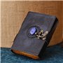 ALCRAFT Journal en cuir fait à la main avec pierre lapis cristal noir triple lune – Livre d'ombres, papier à bord de pont antiqu