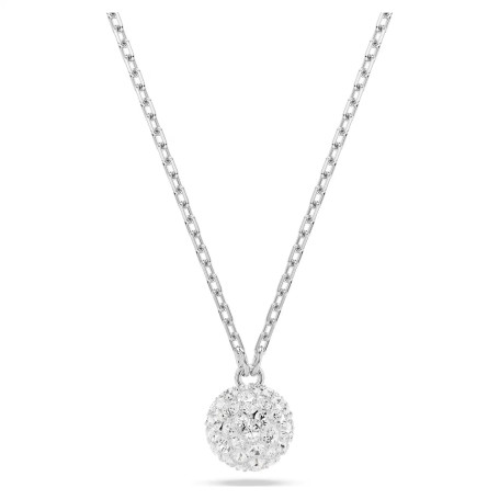 Swarovski Dextera Collier avec pendentif rond en forme de sphère plaqué rhodium pour femme Blanc