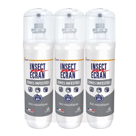 INSECT ECRAN - Anti-moustiques - Spray répulsif peau - Protection contre les piqûres de moustiques - Zones Infestées – Made in F