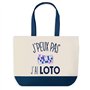 Sac de Shopping Bleu J'peux Pas Loto | Idée Cadeau Collègue Noël Anniversaire | Grand Sac de Course Provision