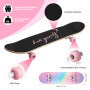 ILAHUI Skateboard Ado Fille Enfant Adulte débutants- 7 Couches en Bois d'Erable Plateau 80 x 20cm Apporter Sac Skateboard - Poud