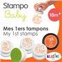 Aladine - Stampo Baby Engins - Kit Tampons Enfant - Activités Manuelles Bébé - Encre Lavable - Jouets et Jeux Créatifs pour Enfa