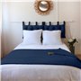 Enjoy Home – Edredon Décoratif - Bleu Marine avec 4 Pompons Jute – 90x190cm - 100% Coton – Certifié Oeko-TEX – Collection Panama