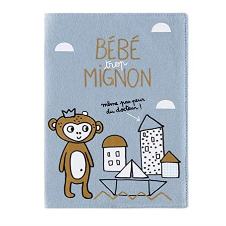 Protège carnet de santé BABY Trop mignon Bleu - Derrière la porte