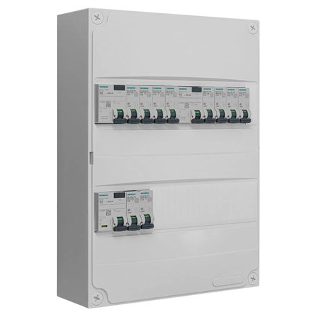 Tableau 2 rangées pré-équipé 2 inter. diff. 40A + 1 inter. diff. 40A + 10 disjoncteurs