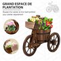 Outsunny Porte Plante Tricycle - étagère de Pots de Fleurs - jardinière dim. 52L x 31l x 45H cm - Bois de Sapin