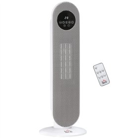 HOMCOM Chauffage d'appoint Radiateur soufflant Radiateur céramique oscillant 15-40°C avec Télécommande 1300/2000W
