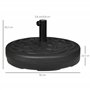 Outsunny Pied de Parasol Base de lestage à remplir de Sable ou d'eau 25L avec poignée Ø 56 x 30,5H cm Noir