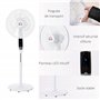 HOMCOM Ventilateur sur pied Ø 42cm 50W télécommande minuterie 3 modes 3 vitesses écran LED puissant silencieux hauteur réglable 