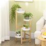 Outsunny Support pour plantes piédestal étagère à fleurs avec 4 niveaux étagères rondes en bambou et métal pour extérieur intéri