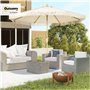 Outsunny Parasol de jardin extérieur à franges parasol inclinable de jardin avec manivelle mât en métal style bohème 8 baleines 