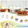 HOMCOM Yaourtière 7 pots en verre de 180ml, machine à yaourt électrique en acier inoxydable avec minuterie, thermostat réglable 