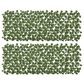 Outsunny Lot de 2 haies artificielles Treillis Extensible - Brise-Vue canisse végétale Feuillage réaliste
