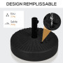 Outsunny Pied de Parasol Base de Parasol Support de Parasol à remplir d'eau et de Sable en HDPE pour mât Ø 38 et 48 mm - Ø51 x 3