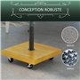 Outsunny Pied de Parasol carré - Base de lestage Poids Net 25kg en métal avec 4 roulettes - dim. 45L x 45l x 36,5H cm pour mât d