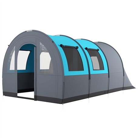 Outsunny Tente de Camping pour 5-6 Personnes Tente de Trekking légère ventilée étanche 3000 mm avec 2 Portes de Chambre et Sac d