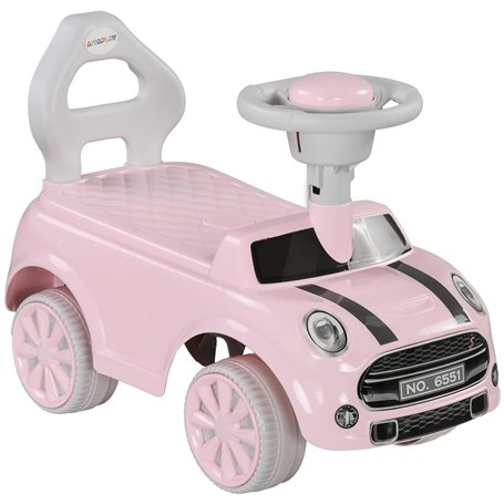 AIYAPLAY Porteur Enfants Voiture Porteur Bébé 18-36 Mois Volant klaxon et Butée Anti-Bascule Charge 25 kg 53x25x35 cm Rose