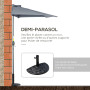 Outsunny Demi-parasol 2,7 x 1,4 m parasol de balcon avec ouverture fermeture manivelle, parasol de jardin extérieur 5 entretoise