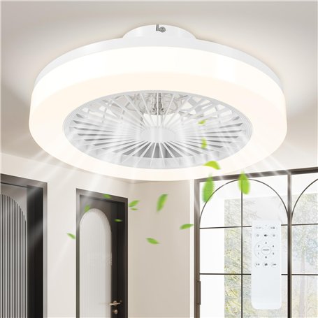 HOMCOM Ventilateur plafond réversible avec lumière et télécommande 46 cm