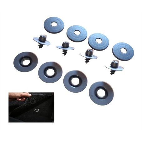 Fixation Tapis Voiture Universel - Vis Clips de Fixations de Tapis Toutes Marques (12 = Kit de 4 Clips) Oeillets pour Tapis de V