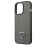 GUESS GUHCP13LPSATLG Coque Rigide pour iPhone 13 Pro 13 6,1" Motif SaffianoTriangle Argent