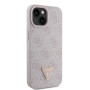 Guess GUHCP15SP4TDPP Coque pour iPhone 15 6,1" Rose Rigide Cuir 4G Triangle Strass