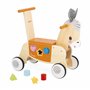 Janod - Porteur en Bois Ane avec Boite à Formes intégrée - Fonction Trotteur - Roues silencieuses - Apprentissage Equilibre et M