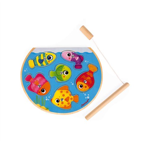 Janod - Speedy Fish Puzzle Game - Develops Fine Motor Skills and Concentration - From 18 Months Old
