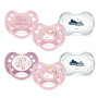DODIE Lot de 6 Sucettes Anatomiques ESSENTIEL JOUR/NUIT +6 mois ROSE