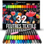 Zenacolor 32 Feutre Textile Permanent - Pour Différents Tissus - Marqueur Textile Permanent