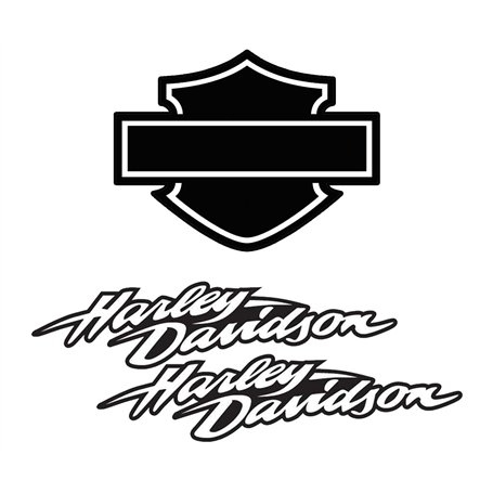 Stickers rétro réfléchissant pour Casque de Moto Hommage à Harley Davidson - Pack Black (3 Stickers)