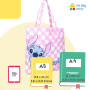 mybagstory - Sac Shopping Stitch Rose - Femme - Adolescente - Plage - Courses - Lycée - Collège - Taille 40 cm - Bretelles - Idé