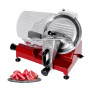 Trancheuse à Jambon Électrique 250 mm – Épaisseur Réglable 0 à 12 mm – Puissance 150W – Design Rouge Élégant – Idéale Viande