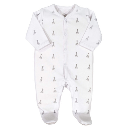 Sophie la Girafe - Pyjama Bébé - Grenouillère - Ouverture en Y à l'avant - Coton - Mixte Garçon et Fille - 3 Mois - Blanc