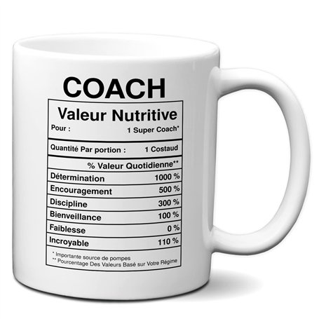 L'Esprit Des Anges Tasse-Mug Coach Valeur Nutritive - Idée Cadeau Humour Original Anniversaire