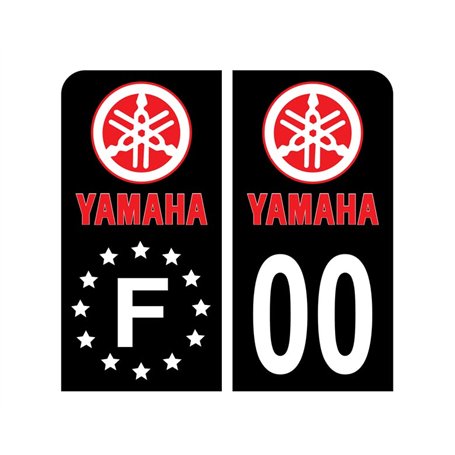 Pack Moto Autocollant Stickers Plaque d'immatriculation Premium Yamaha Noir - Numéro Personnalisé