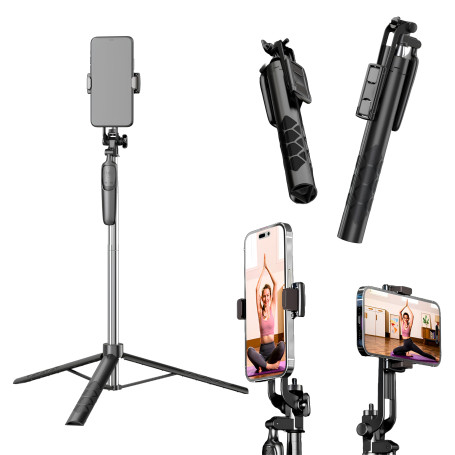Astradeal - Support Téléphone Extensible 180 cm - Trépied Smartphone Télescopique Réglable - Perche à Selfie Professionnelle - S