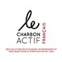 Le Charbon Actif Français Carafe filtrante d'Eau en verre 1,4L + 1 filtre à eau au charbon végétal activé - Bouteille filtrante 